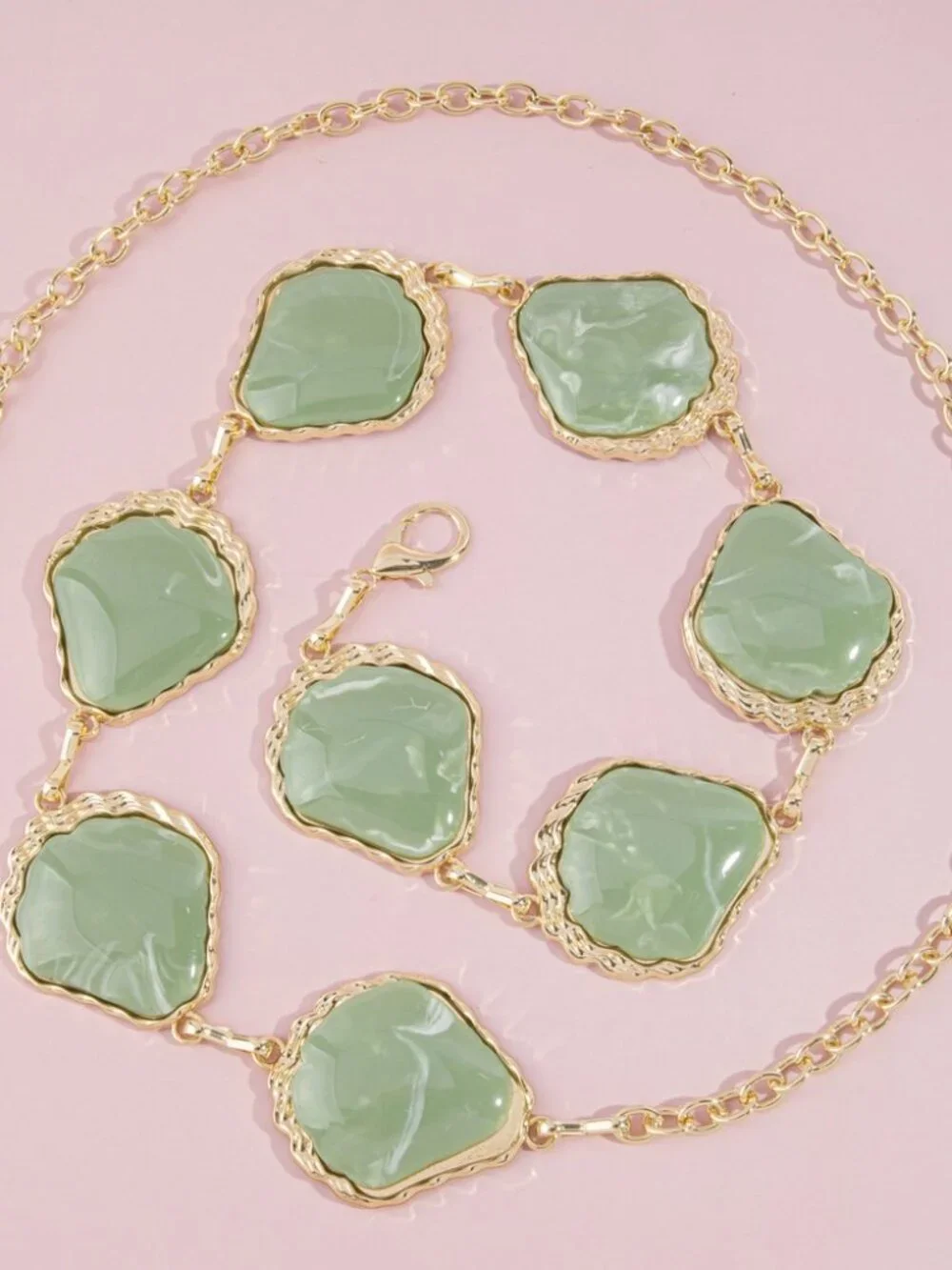 Chunky Marbled Stone Link Chain Belt